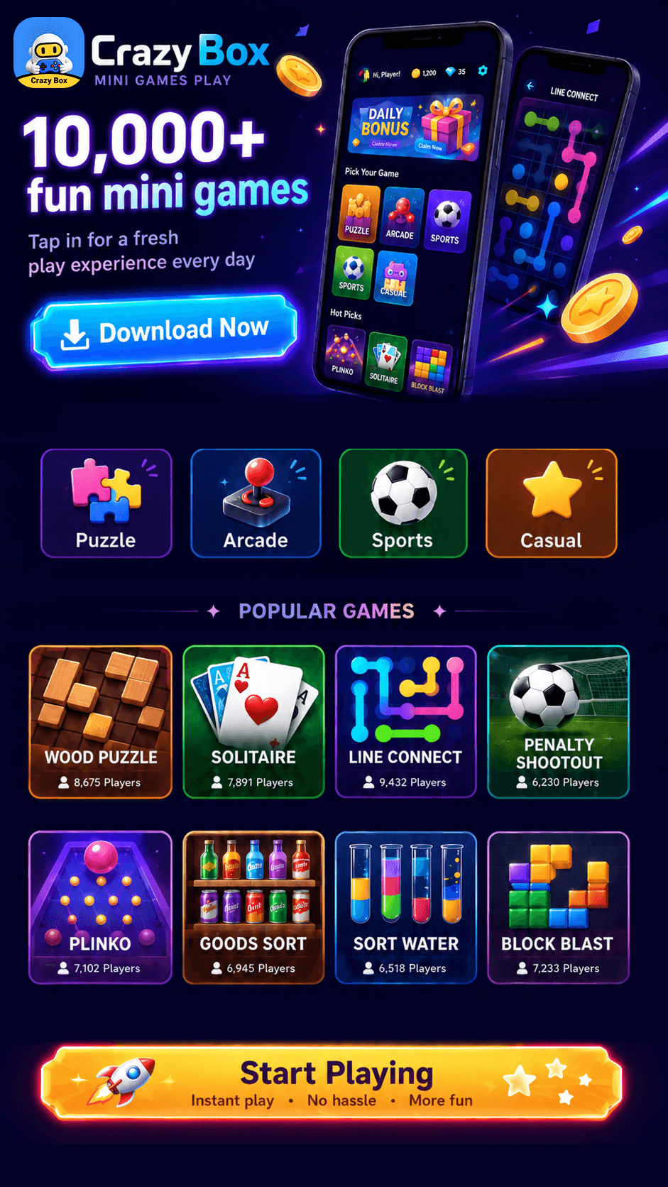 Crazy Box - Mini Games Play